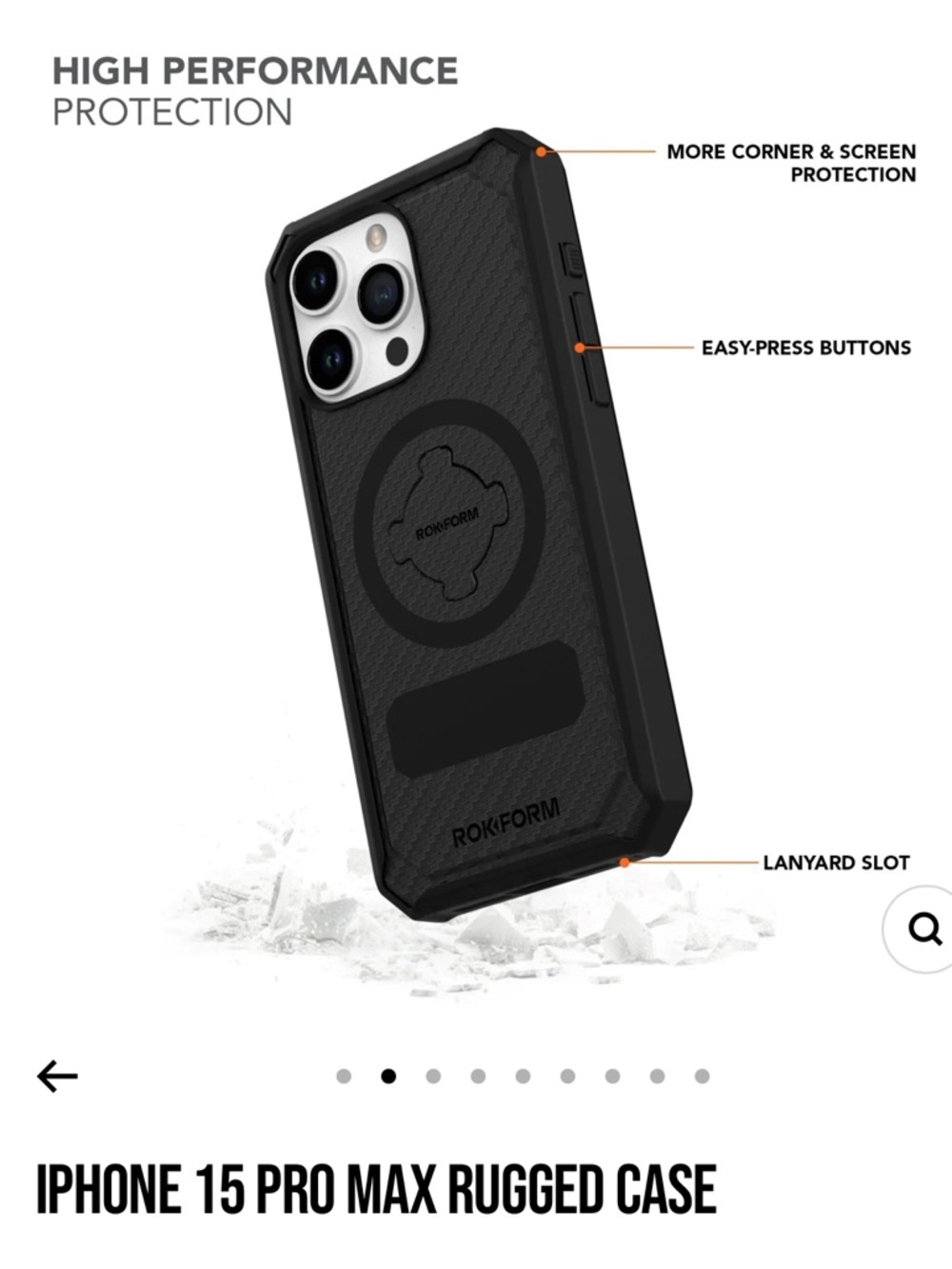 Rugged Protective Case for iPhone 15 Pro Max — Black